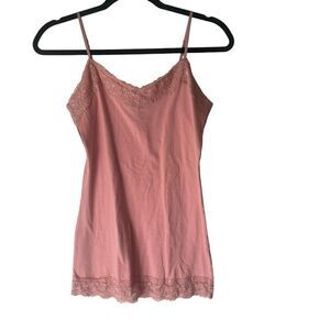 New Mix Y2k 2000s Women's Size Small Pink Lace Babydoll Cami Tank Top‎